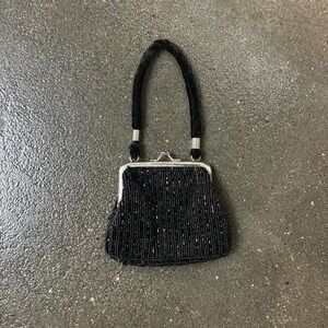 Vintage Dover Kidz Black Beaded‎ 9x5 Mini Coin Purse Bag